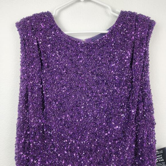 Retrofete Berline Sequin Mini Dress Purple Size XL Open Back NWT - Picture 4 of 11